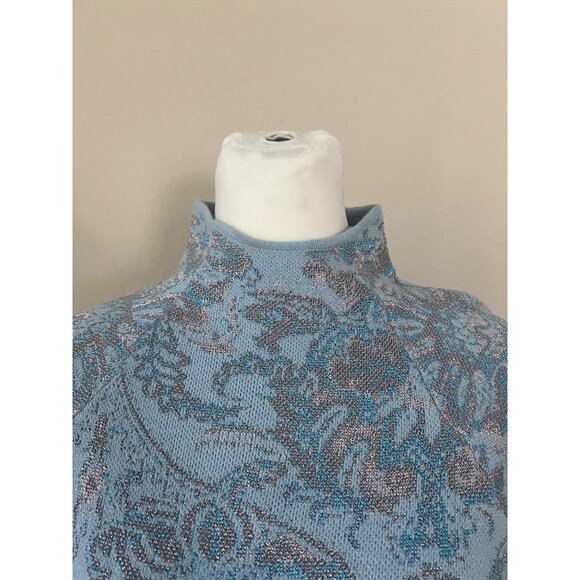 NWT ANTHROPOLOGIE powder blue bell-sleeve turtleneck  sweater SMALL - Picture 4 of 8